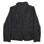 MARLBORO Womens Black Belted Zip Jacket L Synthetic Plain Lightweight