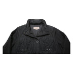 MARLBORO Womens Black Belted Zip Jacket L Synthetic Plain Lightweight