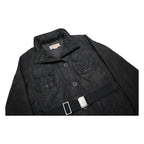 MARLBORO Womens Black Belted Zip Jacket L Synthetic Plain Lightweight