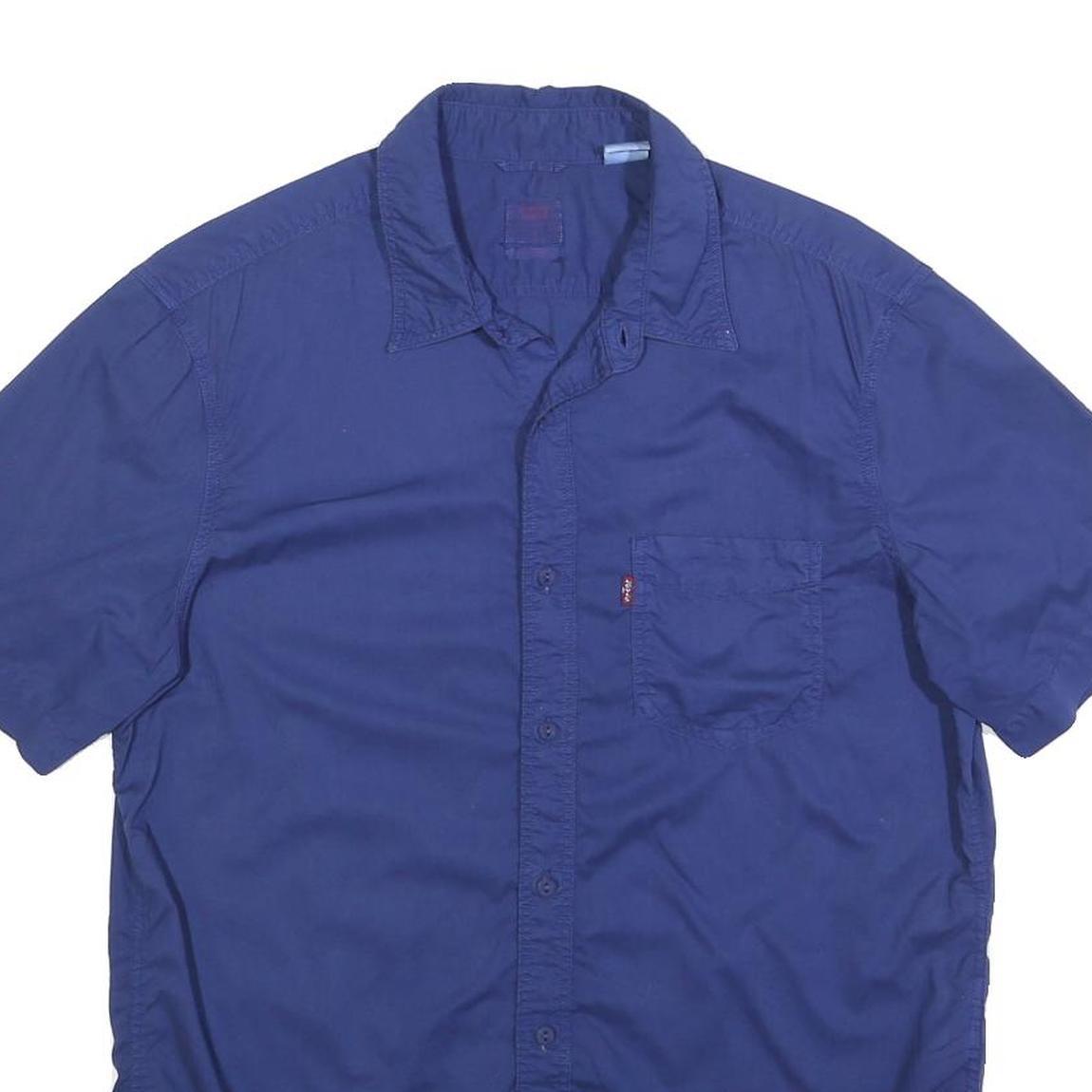 LEVI'S Mens Blue Cotton Short Sleeve Shirt M Casual Summer Essential