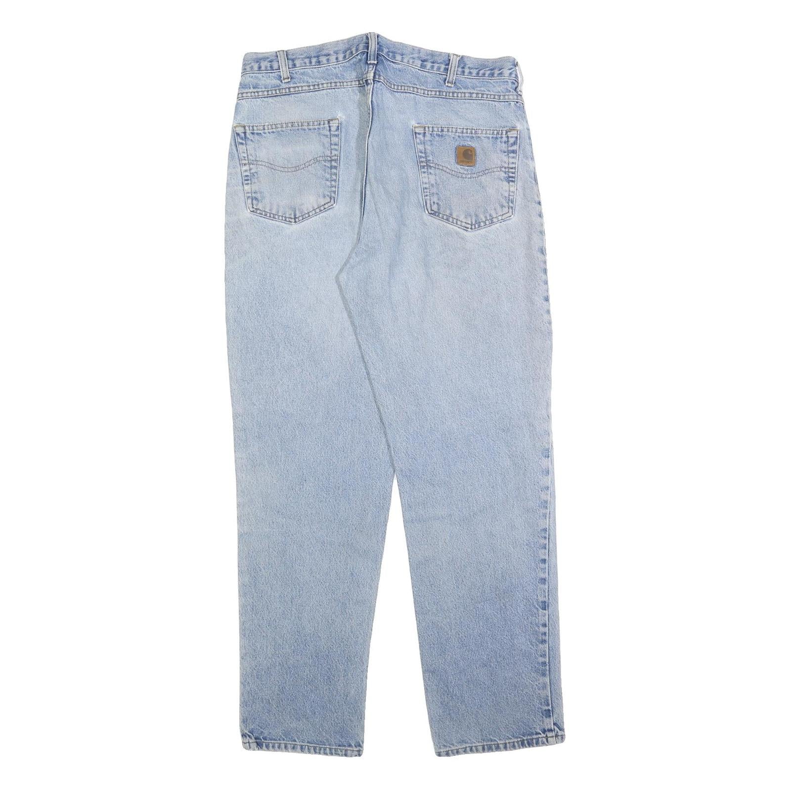 CARHARTT Mens Jeans Blue Relaxed Straight Denim Light W38 L34 Zip Casual Wear