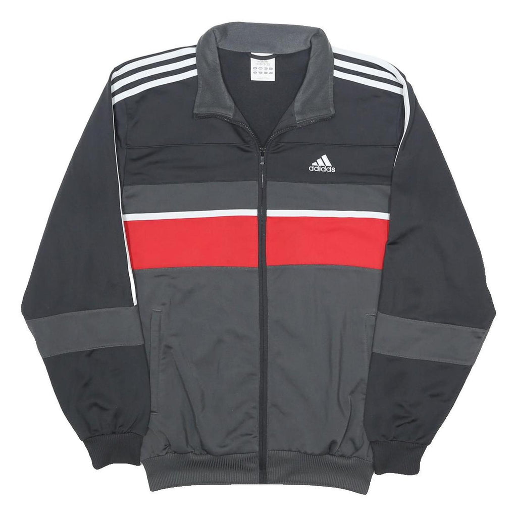 ADIDAS Mens Black & Grey Red Stripe Track Jacket M Polyester Zip
