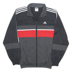 ADIDAS Mens Black & Grey Red Stripe Track Jacket M Polyester Zip