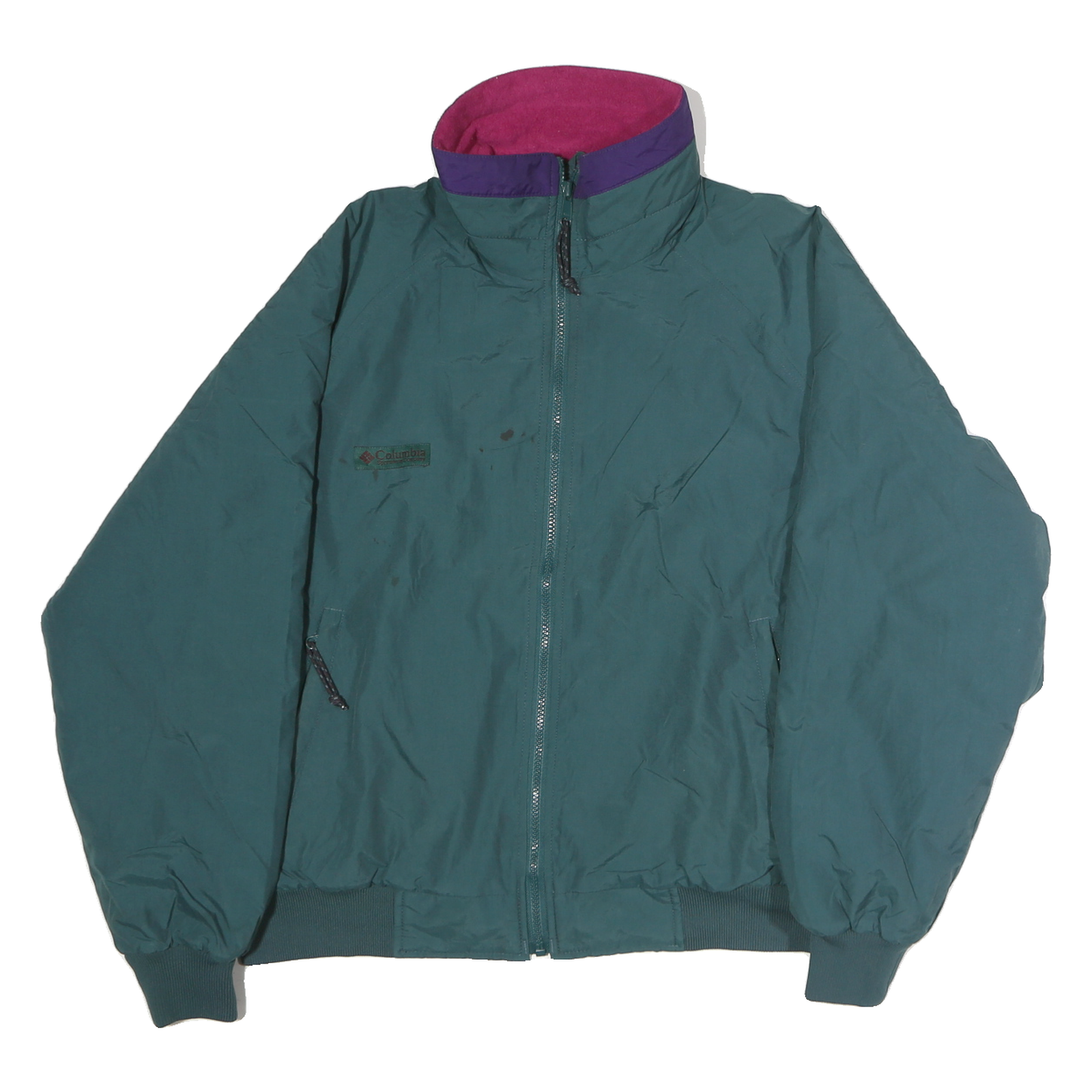 COLUMBIA Womens Green & Purple Outdoor Jacket XL Polyester Zip Plain Casual