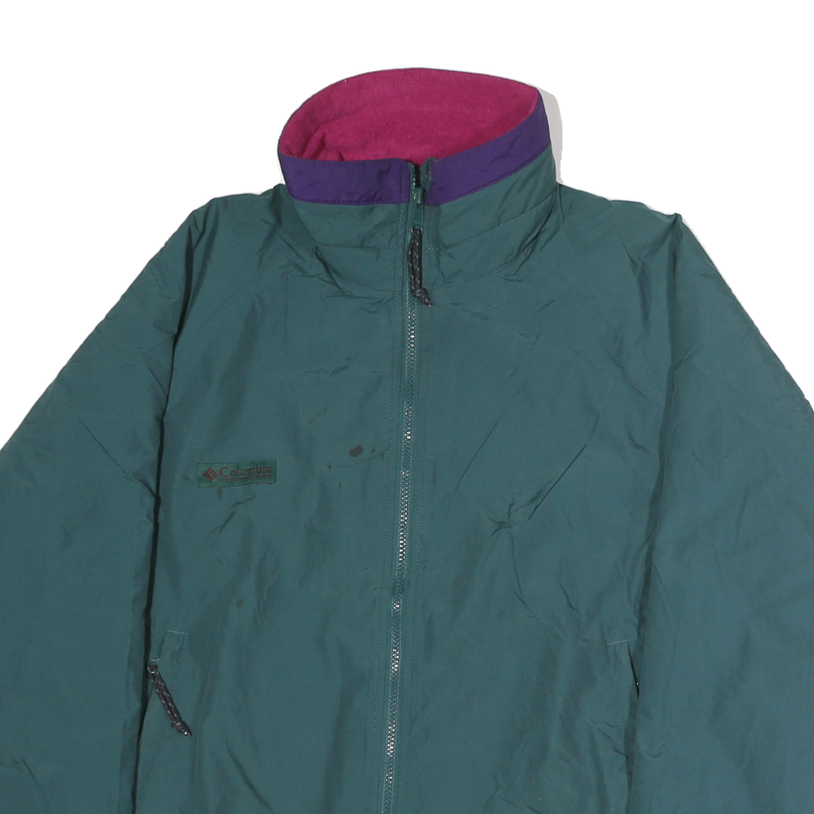 COLUMBIA Womens Green & Purple Outdoor Jacket XL Polyester Zip Plain Casual