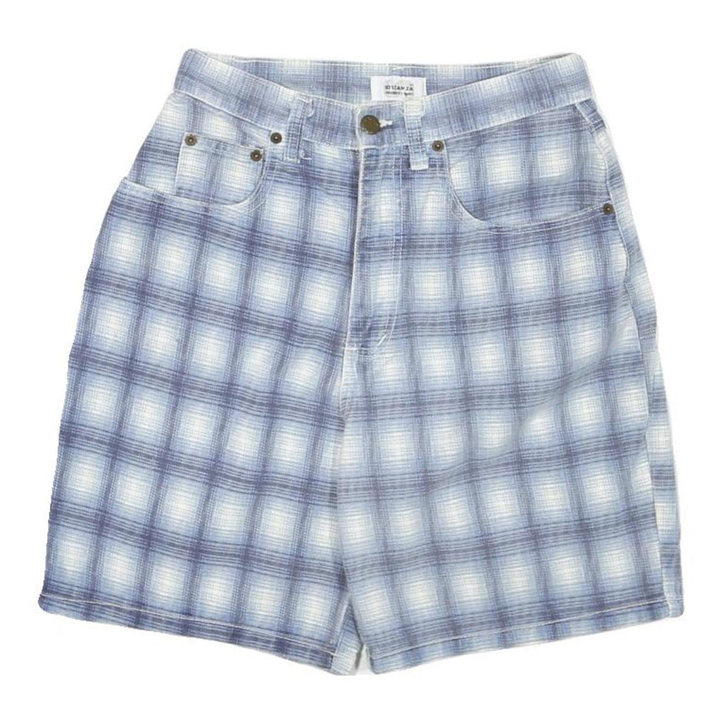 SOSTANZA Womens Shorts Blue Casual Plaid XS W26 Cotton Blend Comfortable Fit