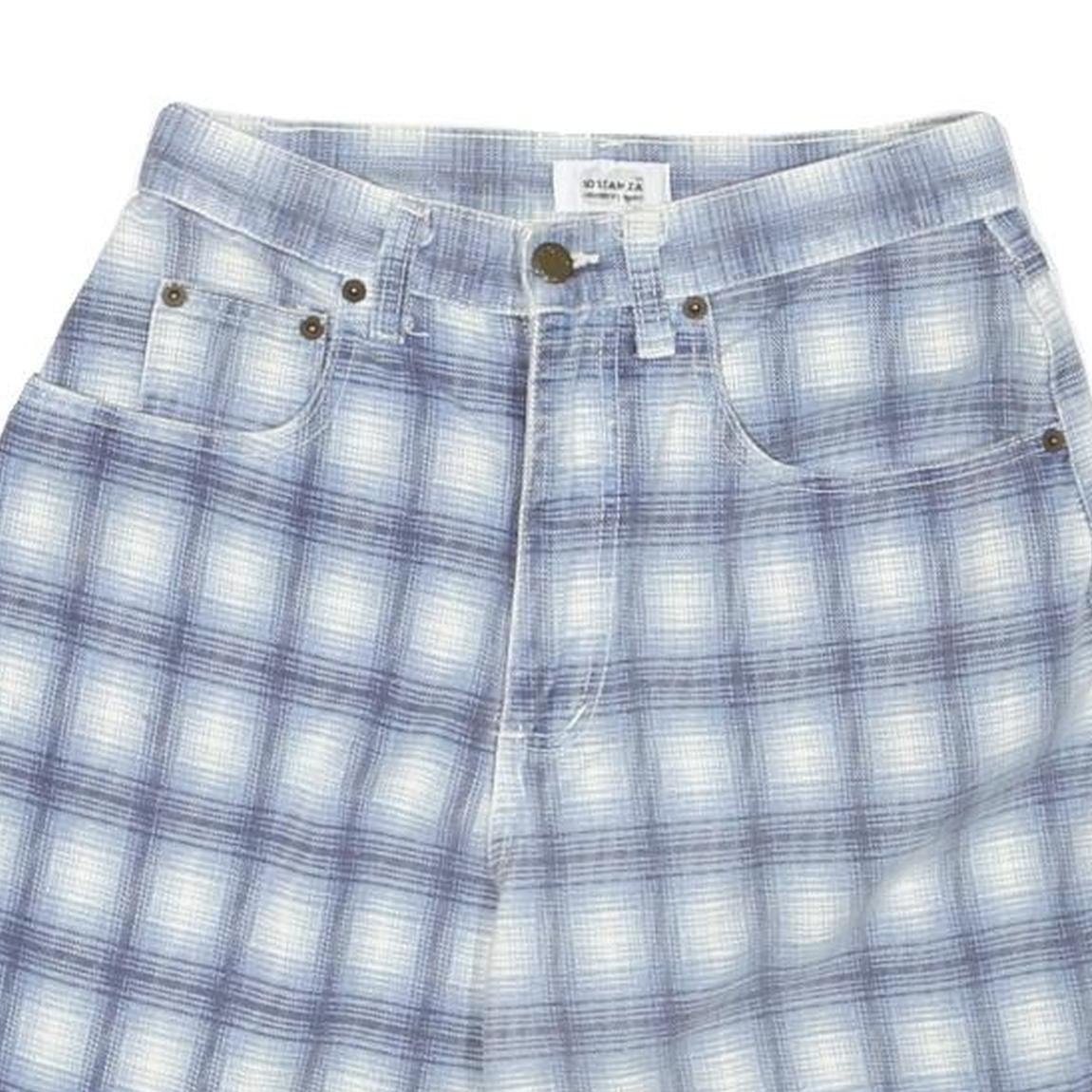 SOSTANZA Womens Shorts Blue Casual Plaid XS W26 Cotton Blend Comfortable Fit