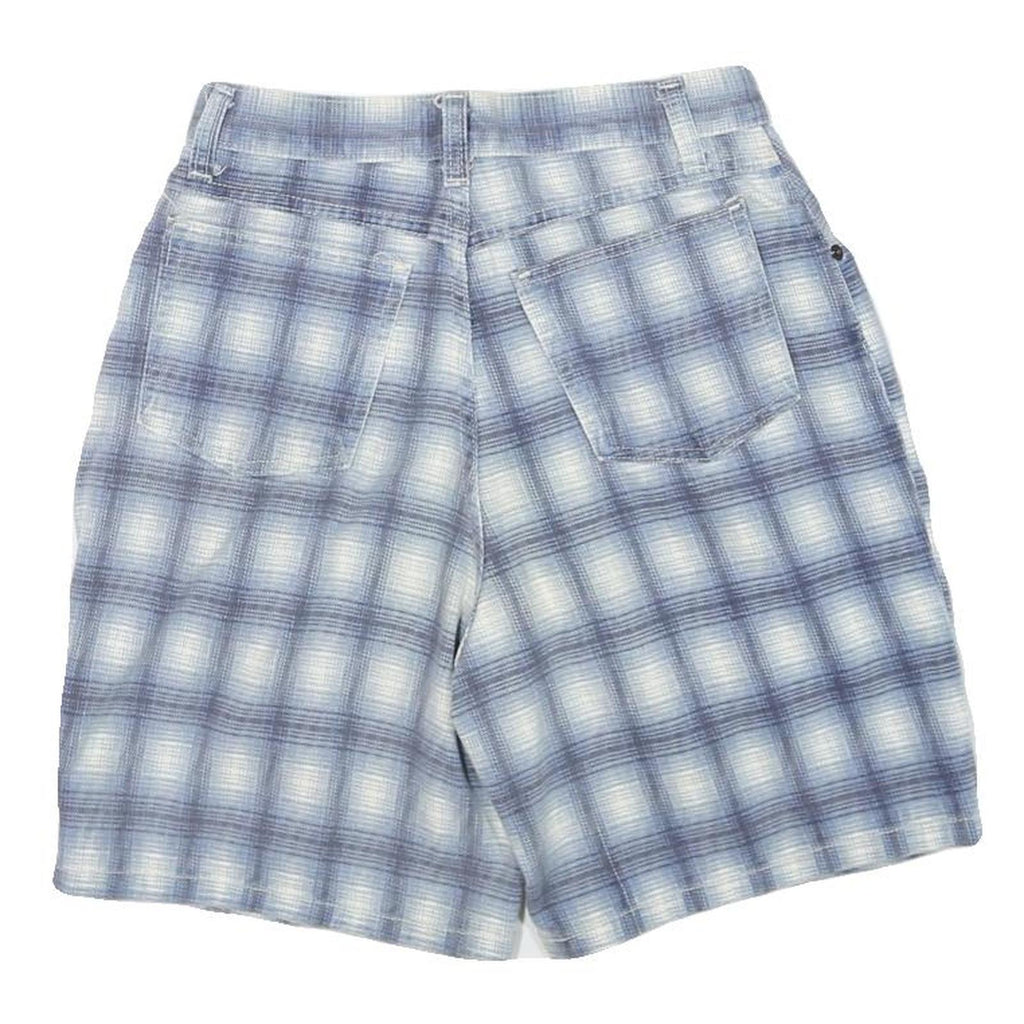SOSTANZA Womens Shorts Blue Casual Plaid XS W26 Cotton Blend Comfortable Fit