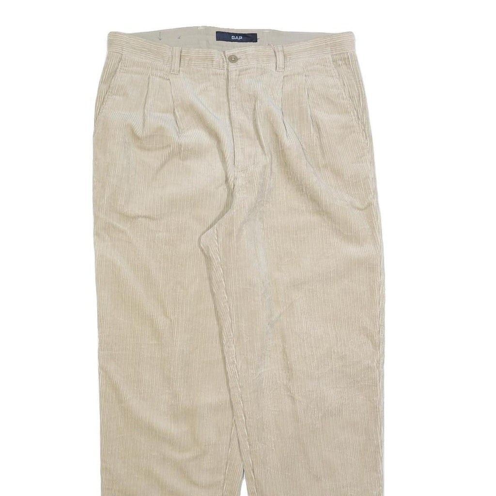 GAP Mens Relaxed Beige Corduroy Trousers W36 L34 Classic Fit Zip Closure