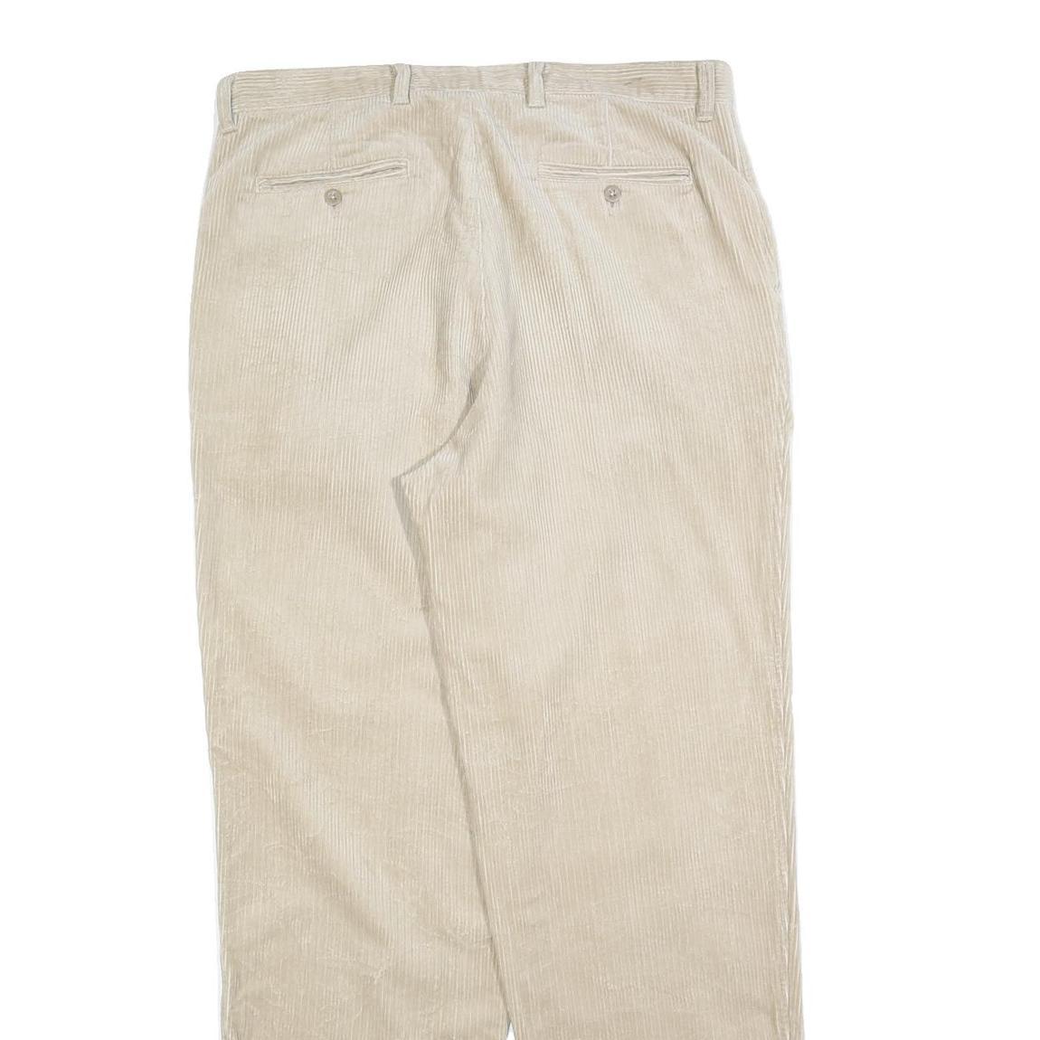 GAP Mens Relaxed Beige Corduroy Trousers W36 L34 Classic Fit Zip Closure