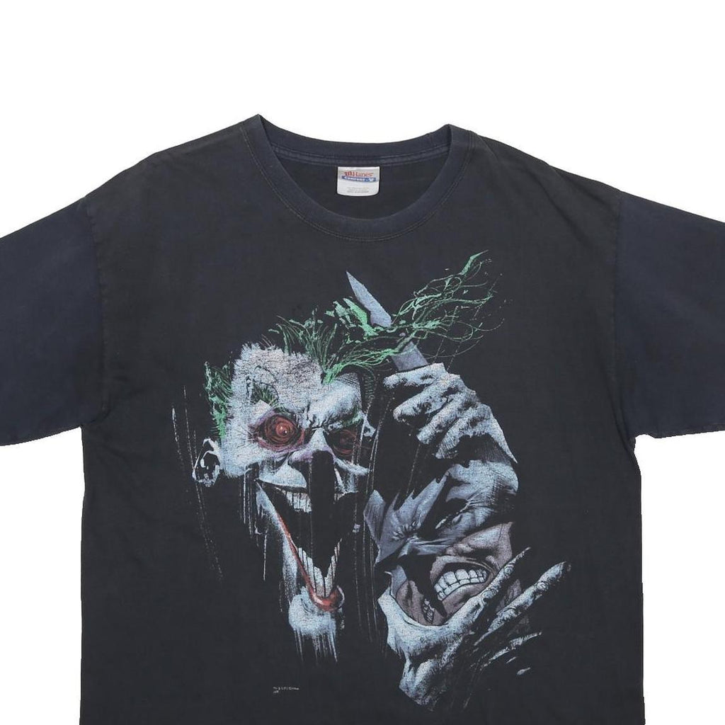 HANES Mens Black Graphic T-Shirt M Short Sleeve Crew Neck Batman Joker