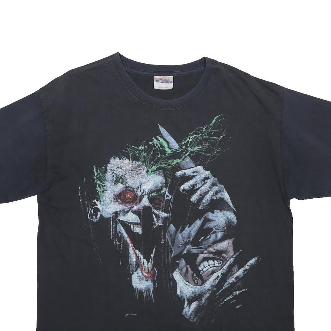 HANES Mens Black Graphic T-Shirt M Short Sleeve Crew Neck Batman Joker