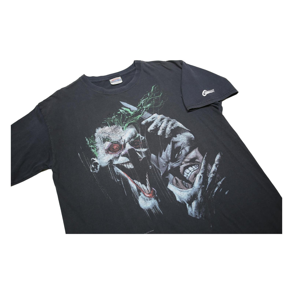 HANES Mens Black Graphic T-Shirt M Short Sleeve Crew Neck Batman Joker