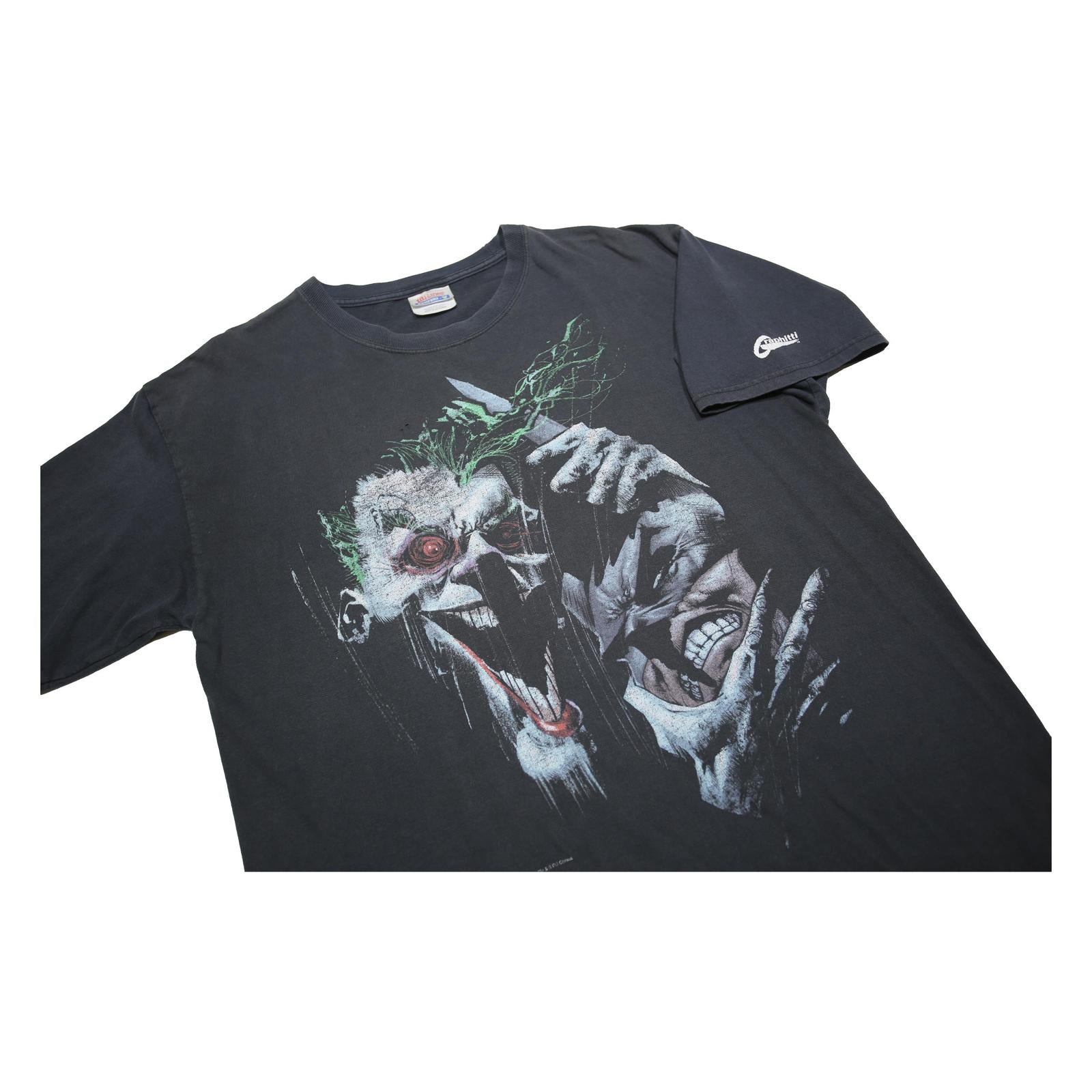 HANES Mens Black Graphic T-Shirt M Short Sleeve Crew Neck Batman Joker