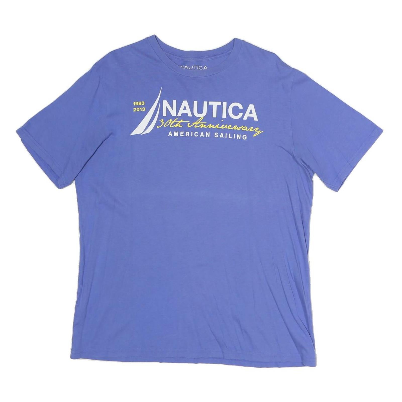 NAUTICA Mens Blue Graphic T-Shirt S Short Sleeve Crew Neck Cotton Comfortable