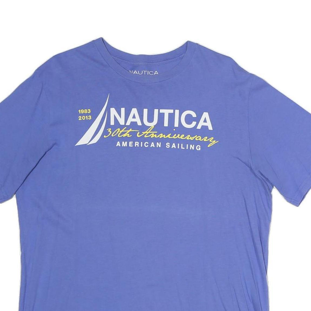 NAUTICA Mens Blue Graphic T-Shirt S Short Sleeve Crew Neck Cotton Comfortable