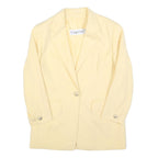 CLASSIC Womens Cream Wool Blend Button Jacket M Plain Tailored Long Sleeve