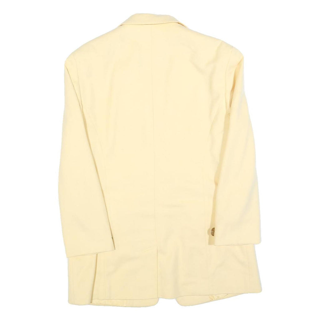CLASSIC Womens Cream Wool Blend Button Jacket M Plain Tailored Long Sleeve