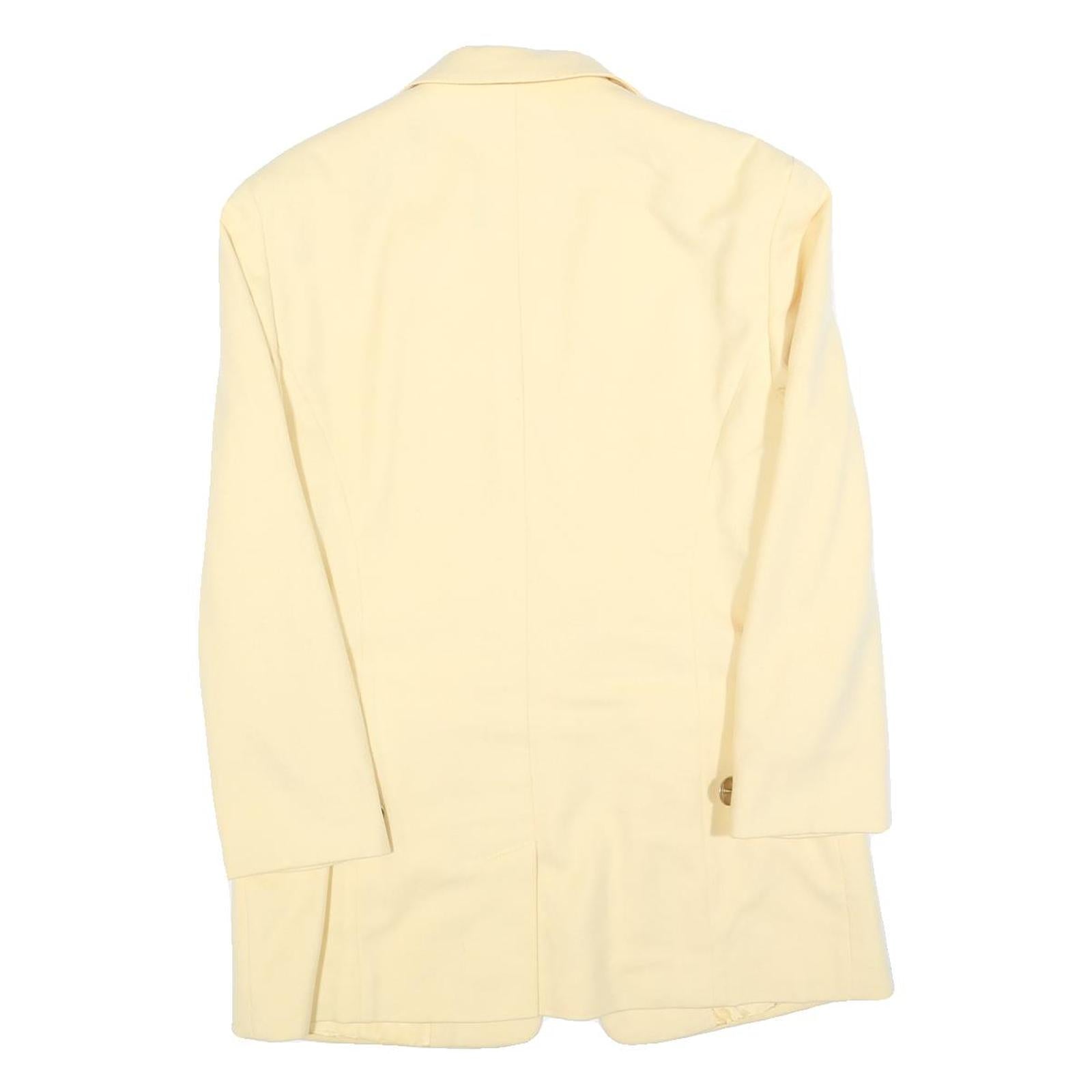 CLASSIC Womens Cream Wool Blend Button Jacket M Plain Tailored Long Sleeve