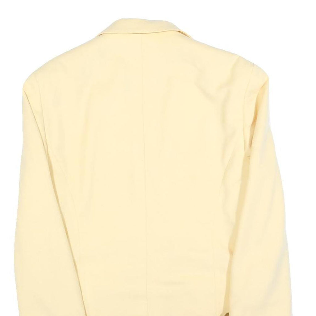 CLASSIC Womens Cream Wool Blend Button Jacket M Plain Tailored Long Sleeve