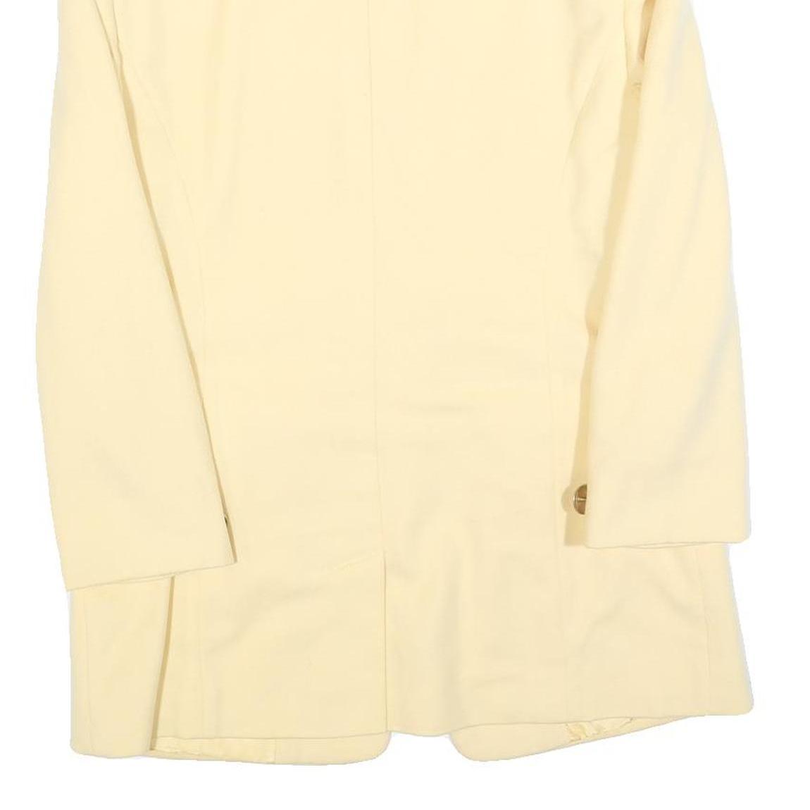 CLASSIC Womens Cream Wool Blend Button Jacket M Plain Tailored Long Sleeve