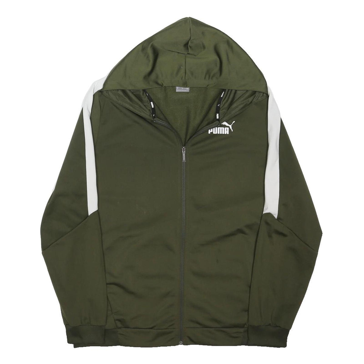 PUMA Mens Green & White Outdoor Zip Hoodie Jacket XL Polyester Blend Jersey