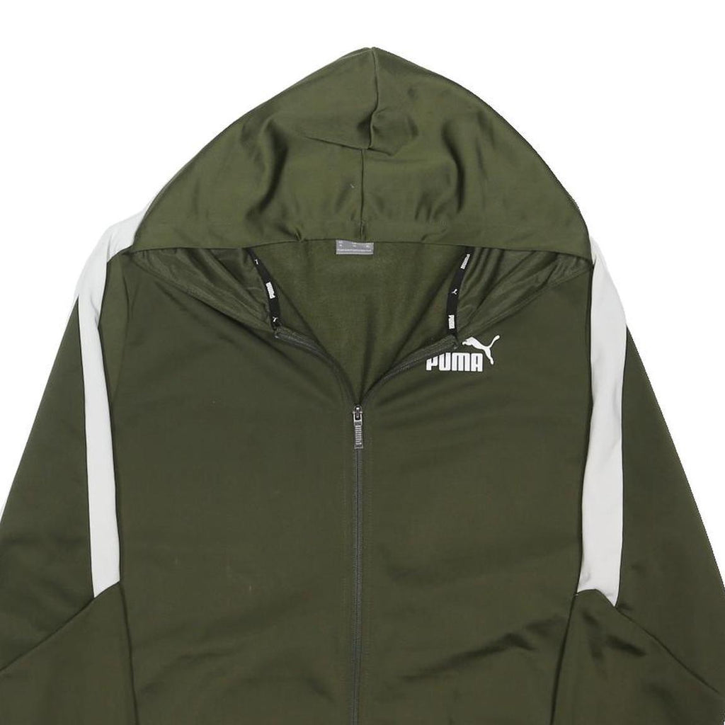 PUMA Mens Green & White Outdoor Zip Hoodie Jacket XL Polyester Blend Jersey