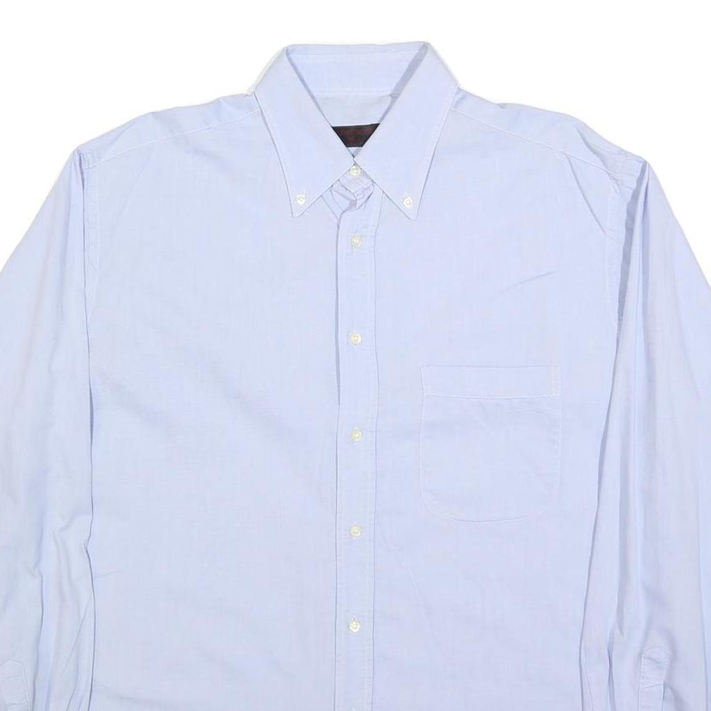 BUGATTI Mens Light Blue Plain Shirt L Button-Down Collar Cotton Blend Classic