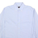 BUGATTI Mens Light Blue Plain Shirt L Button-Down Collar Cotton Blend Classic