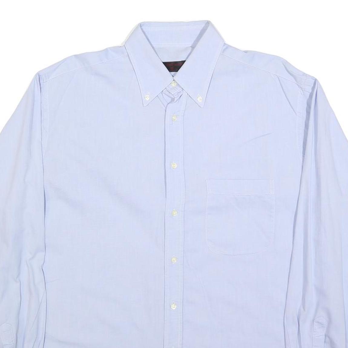 BUGATTI Mens Light Blue Plain Shirt L Button-Down Collar Cotton Blend Classic