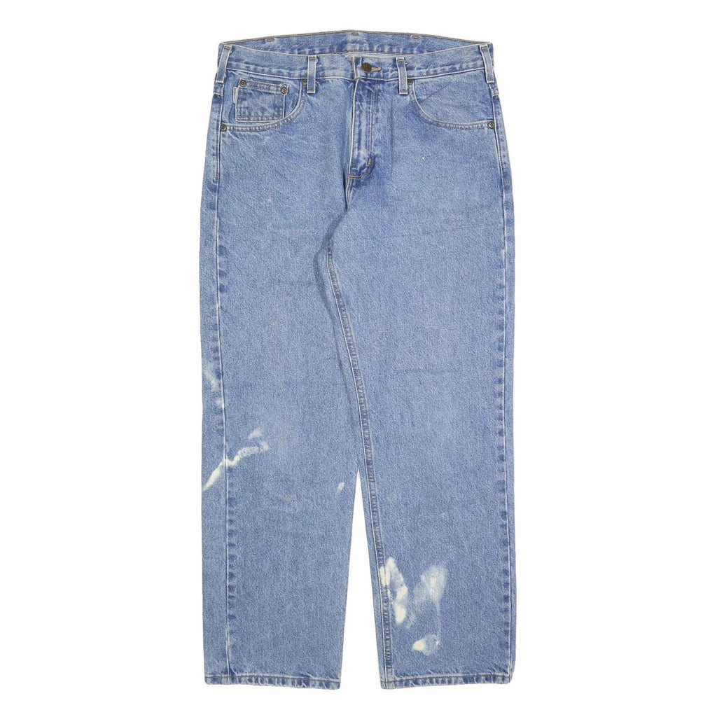 CARHARTT Mens Relaxed Light Blue Denim Jeans W34 L30 Workwear Zip Closure