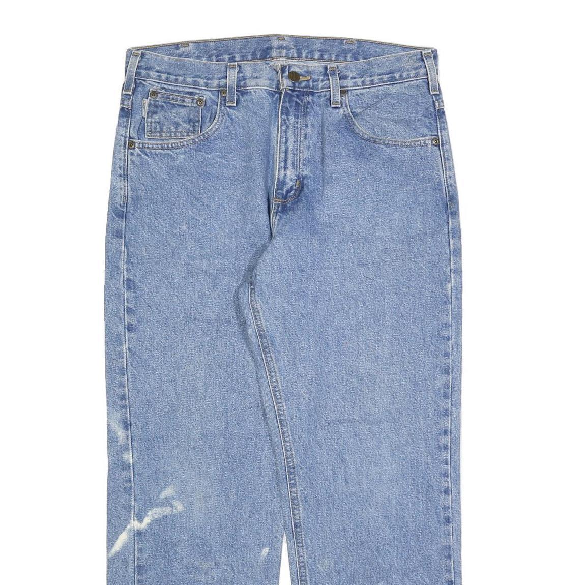 CARHARTT Mens Relaxed Light Blue Denim Jeans W34 L30 Workwear Zip Closure