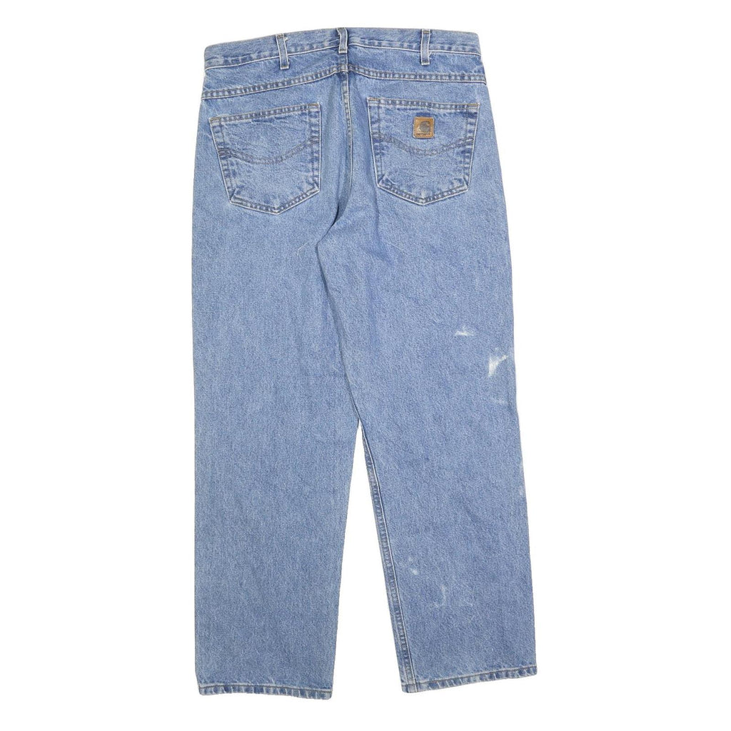 CARHARTT Mens Relaxed Light Blue Denim Jeans W34 L30 Workwear Zip Closure