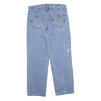 CARHARTT Mens Relaxed Light Blue Denim Jeans W34 L30 Workwear Zip Closure