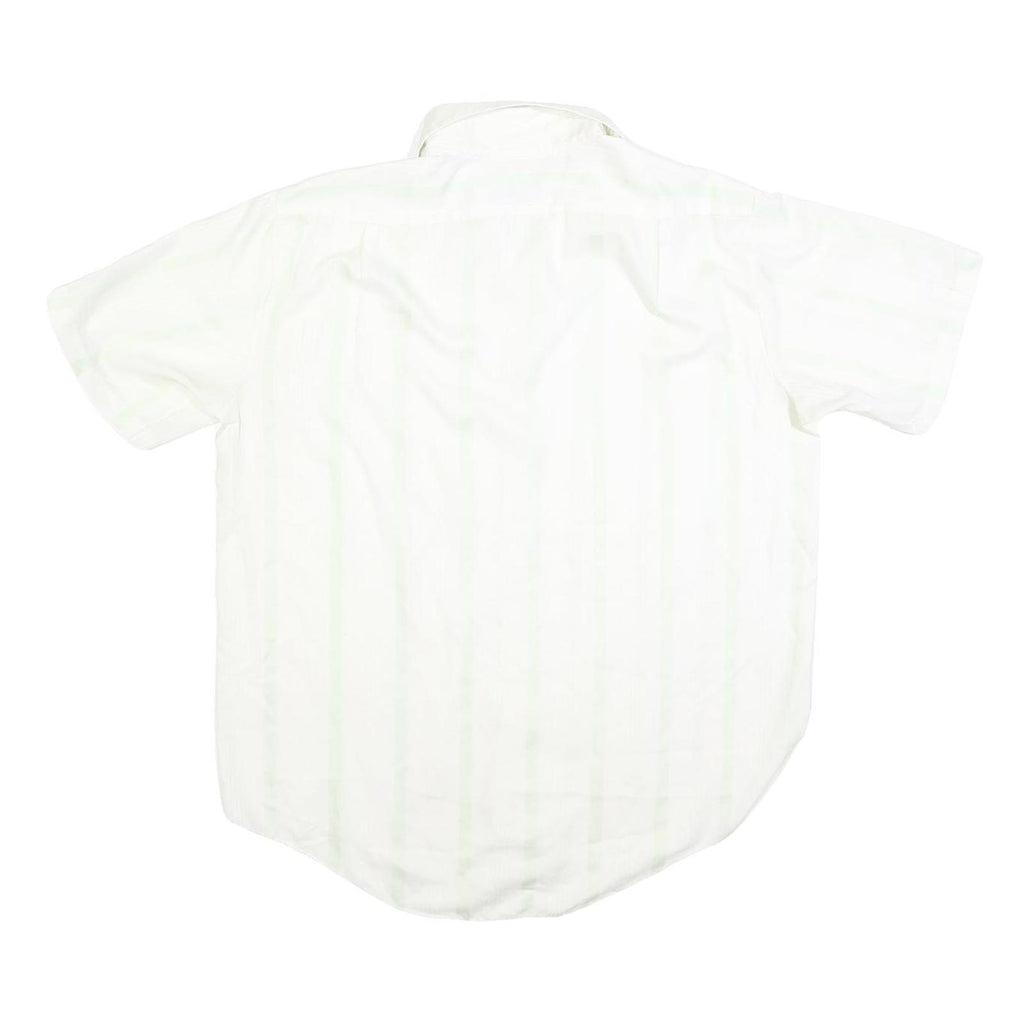 JC PENNY Mens White Short Sleeve Cotton Blend Shirt L No Iron Button Down