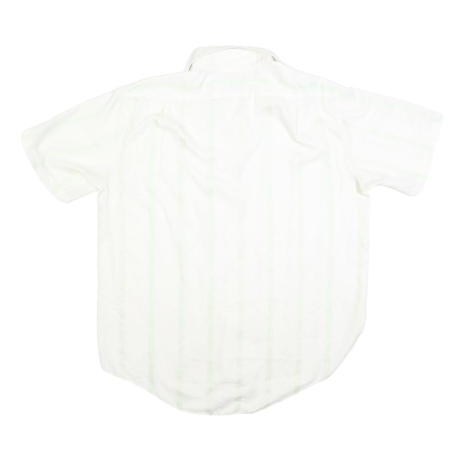 JC PENNY Mens White Short Sleeve Cotton Blend Shirt L No Iron Button Down