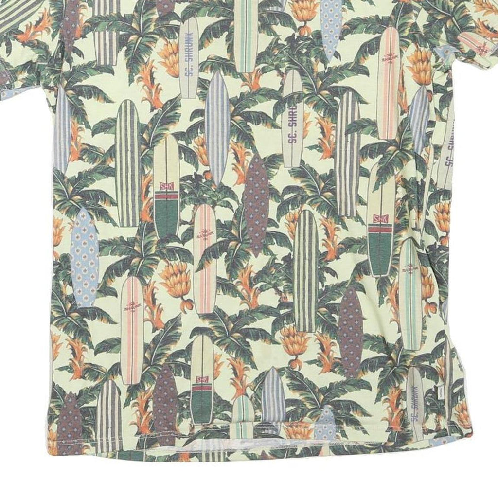 THE POOL SIDE Womens Green Surfboard Print Basic T-Shirt Round Neck Short Sleeve