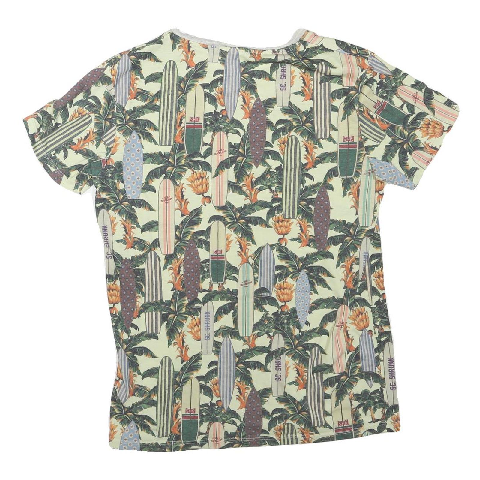 THE POOL SIDE Womens Green Surfboard Print Basic T-Shirt Round Neck Short Sleeve