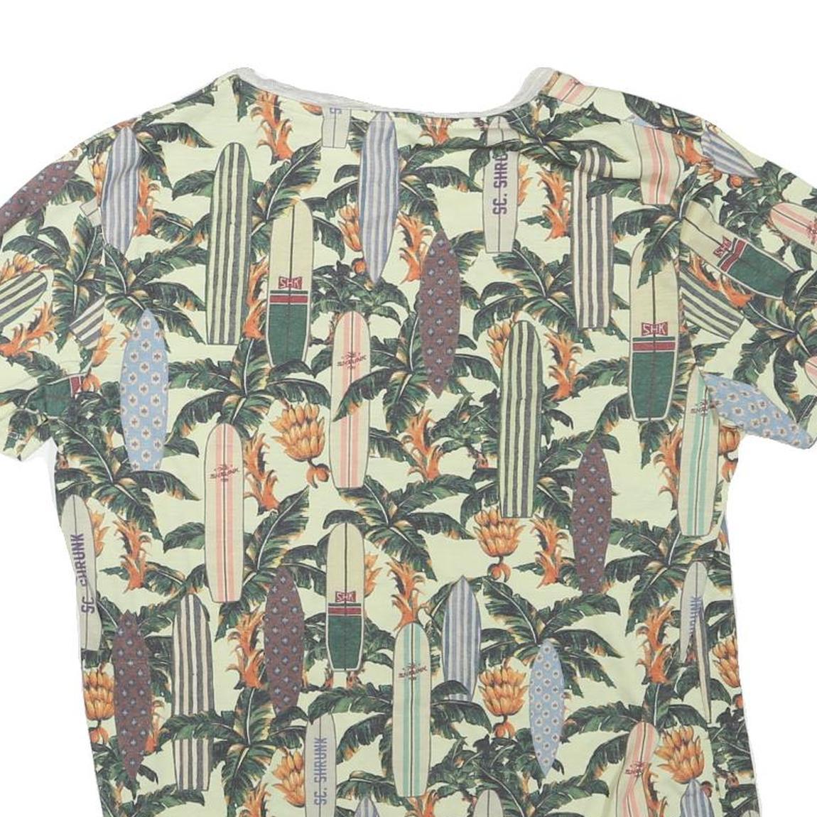 THE POOL SIDE Womens Green Surfboard Print Basic T-Shirt Round Neck Short Sleeve