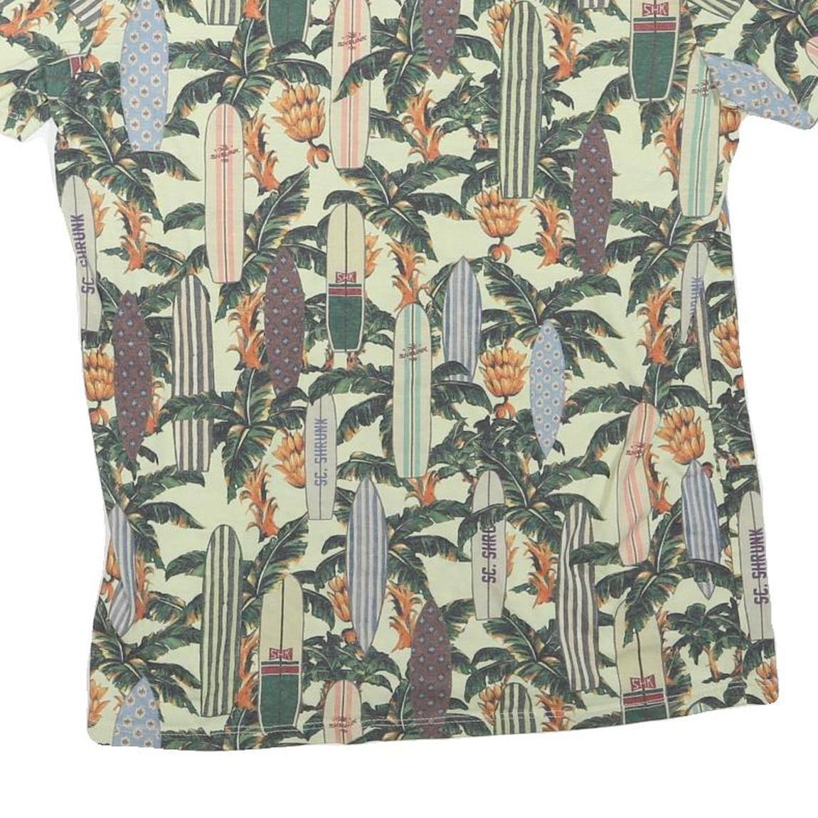 THE POOL SIDE Womens Green Surfboard Print Basic T-Shirt Round Neck Short Sleeve