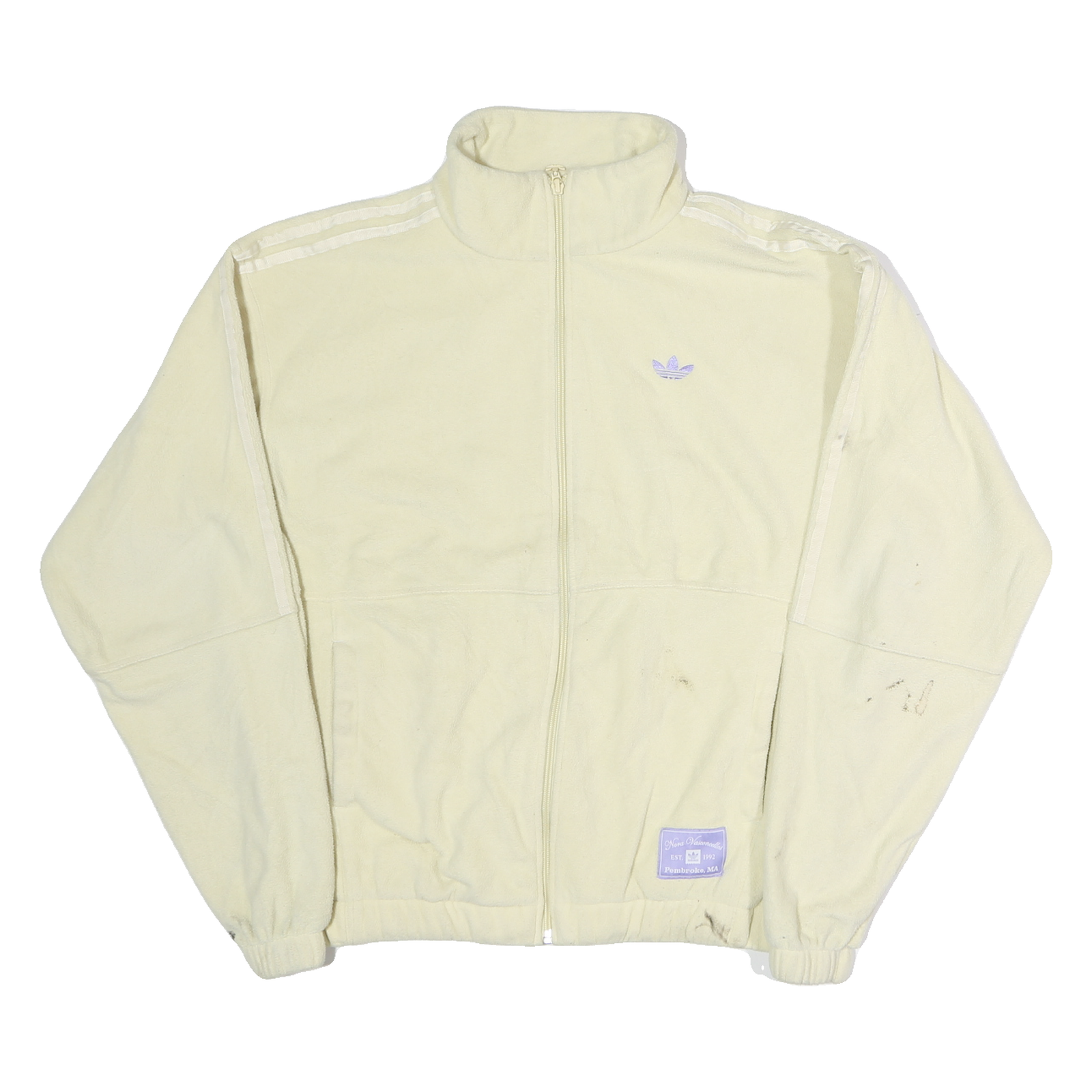 ADIDAS Womens Cream White Track Jacket M Polyester Zip Plain Casual Lightweight