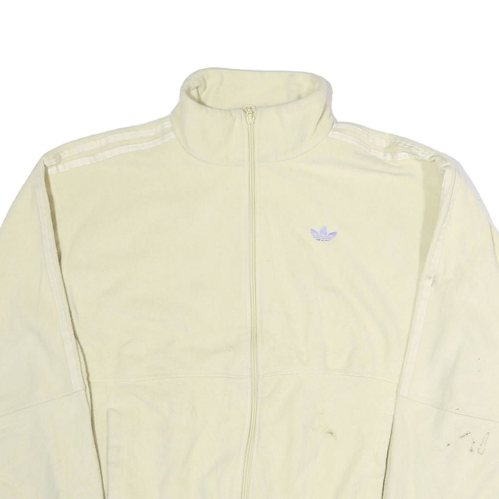 ADIDAS Womens Cream White Track Jacket M Polyester Zip Plain Casual Lightweight