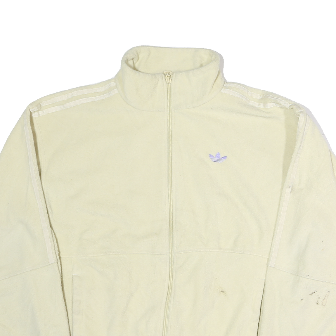 ADIDAS Womens Cream White Track Jacket M Polyester Zip Plain Casual Lightweight