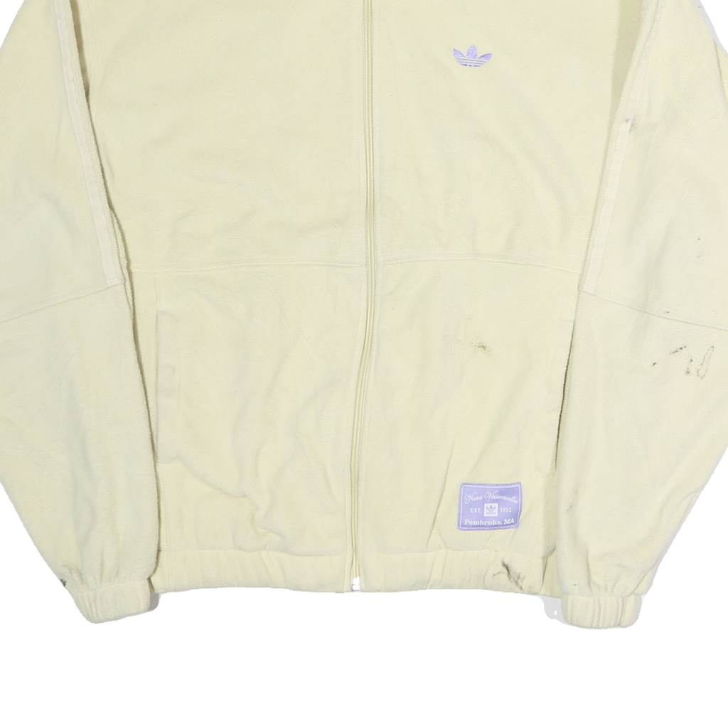 ADIDAS Womens Cream White Track Jacket M Polyester Zip Plain Casual Lightweight