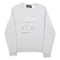 KARL LAGERFELD Womens Grey Sweatshirt Crew Neck M Logo Print Cotton Blend Casual