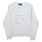 KARL LAGERFELD Womens Grey Sweatshirt Crew Neck M Logo Print Cotton Blend Casual