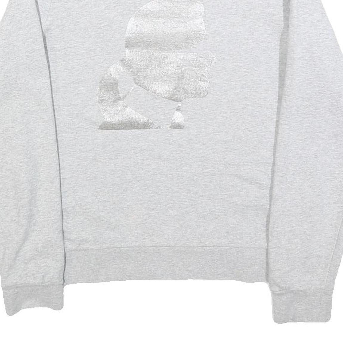 KARL LAGERFELD Womens Grey Sweatshirt Crew Neck M Logo Print Cotton Blend Casual