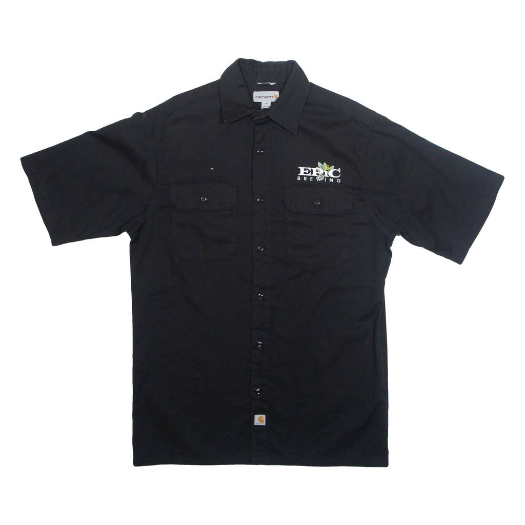 CARHARTT Relaxed Fit Epic Brewing Mens Worker Shirt Black Short Sleeve M