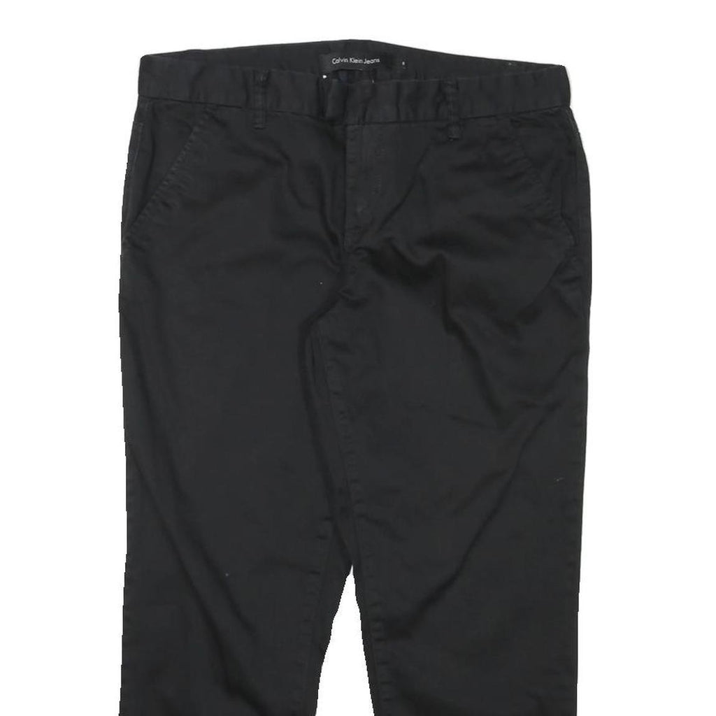 CALVIN KLEIN Womens Cotton Blend Black Slim Tapered Trousers W32 L25