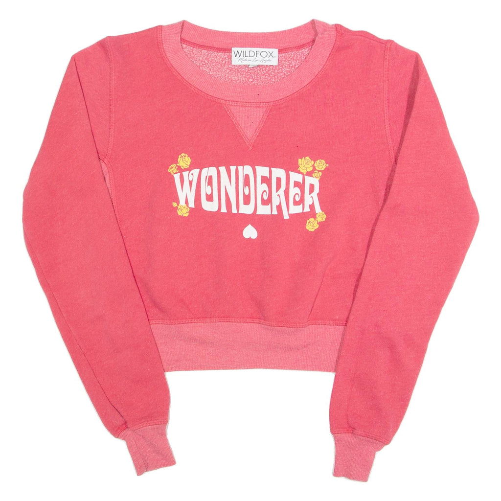 WILDFOX Wonderer Cropped Womens Sweatshirt Pink XS